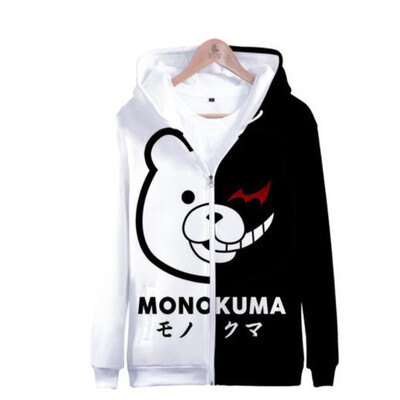 Dangan Ronpa Danganronpa 2 Monokuma Black amp White Bear Hanorac unisex 3D Hanorac Uniforma școlară Cosplay Fermoar Glugă