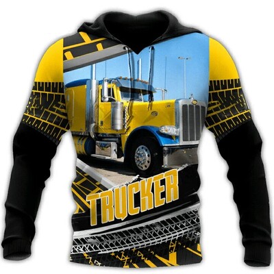 Jesenski muški pulover s 3D printanim uzorkom teških kamiona Muška majica s kapuljačom Trkaća muška odjeća Modna majica s kratkim rukavima Ležerna prevelika majica