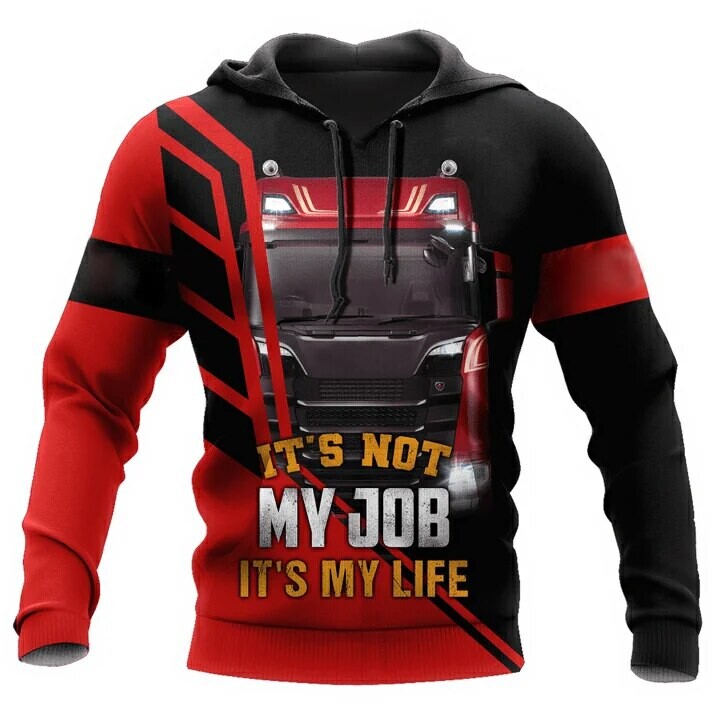 Jesenski muški pulover s 3D printanim uzorkom teških kamiona Muška majica s kapuljačom Trkaća muška odjeća Modna majica s kratkim rukavima Ležerna prevelika majica