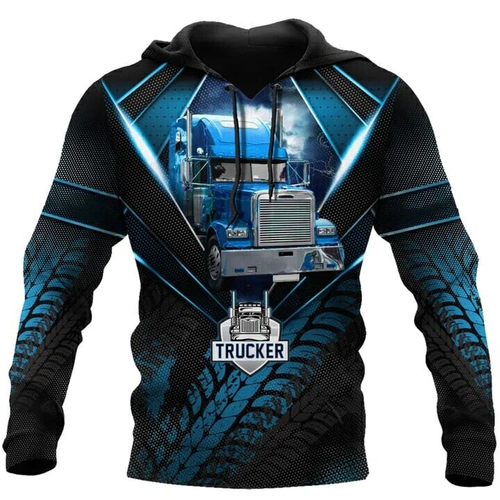 Jesenski muški pulover s 3D printanim uzorkom teških kamiona Muška majica s kapuljačom Trkaća muška odjeća Modna majica s kratkim rukavima Ležerna prevelika majica