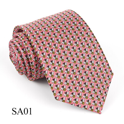 Tailor Smith 100% cravate de mătase pentru bărbați cravată de modă cu albină fluture barca cu pânze cravată cu model de animale, ziua tatălui, ziua de naștere, vacanță