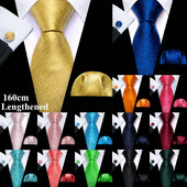 Barry.Wang, lungă, 160 cm, mătase, pentru bărbați, set de butoni pentru cravată, jacquard, auriu, albastru, roșu, roz, pentru afaceri de nuntă masculine