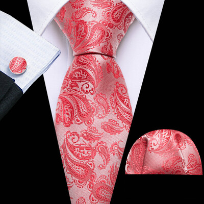 Barry.Wang, lungă, 160 cm, mătase, pentru bărbați, set de butoni pentru cravată, jacquard, auriu, albastru, roșu, roz, pentru afaceri de nuntă masculine