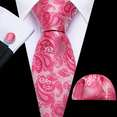 Barry.Wang, lungă, 160 cm, mătase, pentru bărbați, set de butoni pentru cravată, jacquard, auriu, albastru, roșu, roz, pentru afaceri de nuntă masculine