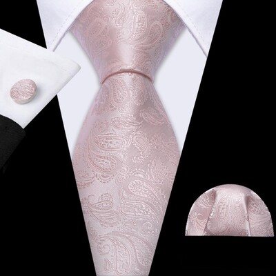 Barry.Wang, lungă, 160 cm, mătase, pentru bărbați, set de butoni pentru cravată, jacquard, auriu, albastru, roșu, roz, pentru afaceri de nuntă masculine