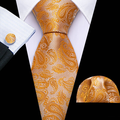 Barry.Wang, lungă, 160 cm, mătase, pentru bărbați, set de butoni pentru cravată, jacquard, auriu, albastru, roșu, roz, pentru afaceri de nuntă masculine