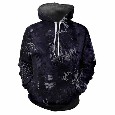 Moderns vīriešu kapuci ar apdrukātu ziedu un augu raksti Digitālā druka ikdienišķa bieza auduma topi ar kapuci ar garām piedurknēm