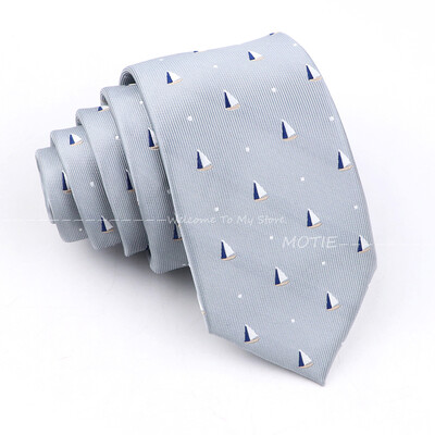 Cravată minunată din poliester, albastru, model de barci cu pânze mici, cravată pentru bărbați, petrecere de nuntă, îmbrăcăminte zilnică, cămașă, costum, accesoriu, cadou