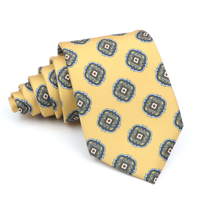 Nova kravata Vintage Kravata od mikrovlakana Cvjetni print Kravata Crveno Plava Glod Svadbena zabava Uredski dar za muškarce Karirana točkasta kravata s pajslijem