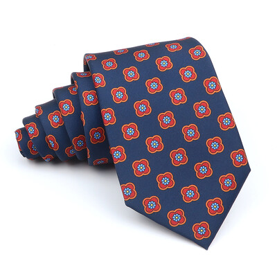 Nova kravata Vintage Kravata od mikrovlakana Cvjetni print Kravata Crveno Plava Glod Svadbena zabava Uredski dar za muškarce Karirana točkasta kravata s pajslijem