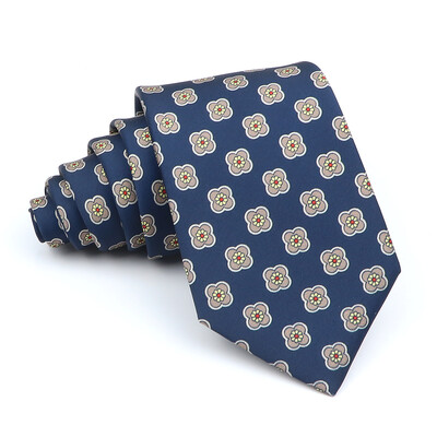 Nova kravata Vintage Kravata od mikrovlakana Cvjetni print Kravata Crveno Plava Glod Svadbena zabava Uredski dar za muškarce Karirana točkasta kravata s pajslijem