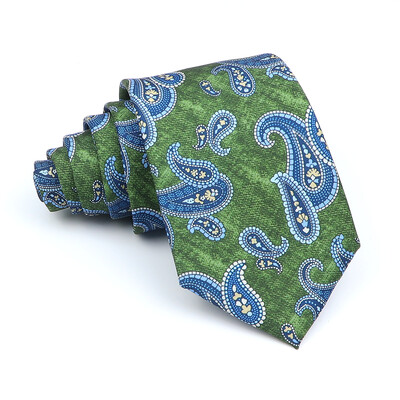 Nova kravata Vintage Kravata od mikrovlakana Cvjetni print Kravata Crveno Plava Glod Svadbena zabava Uredski dar za muškarce Karirana točkasta kravata s pajslijem