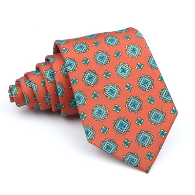 Nova kravata Vintage Kravata od mikrovlakana Cvjetni print Kravata Crveno Plava Glod Svadbena zabava Uredski dar za muškarce Karirana točkasta kravata s pajslijem