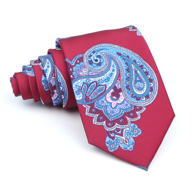Nova kravata Vintage Kravata od mikrovlakana Cvjetni print Kravata Crveno Plava Glod Svadbena zabava Uredski dar za muškarce Karirana točkasta kravata s pajslijem