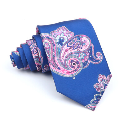 Nova kravata Vintage Kravata od mikrovlakana Cvjetni print Kravata Crveno Plava Glod Svadbena zabava Uredski dar za muškarce Karirana točkasta kravata s pajslijem