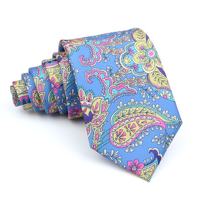 Nova kravata Vintage Kravata od mikrovlakana Cvjetni print Kravata Crveno Plava Glod Svadbena zabava Uredski dar za muškarce Karirana točkasta kravata s pajslijem