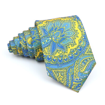 Nova kravata Vintage Kravata od mikrovlakana Cvjetni print Kravata Crveno Plava Glod Svadbena zabava Uredski dar za muškarce Karirana točkasta kravata s pajslijem