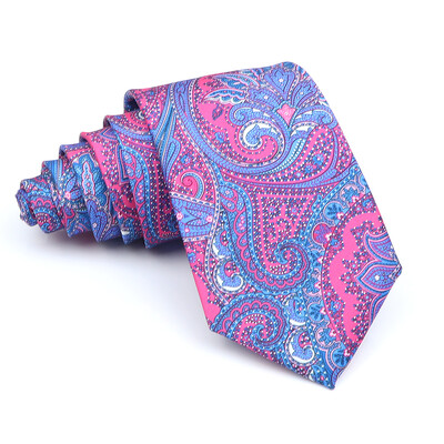 Nova kravata Vintage Kravata od mikrovlakana Cvjetni print Kravata Crveno Plava Glod Svadbena zabava Uredski dar za muškarce Karirana točkasta kravata s pajslijem