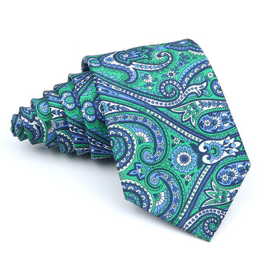 Nova kravata Vintage Kravata od mikrovlakana Cvjetni print Kravata Crveno Plava Glod Svadbena zabava Uredski dar za muškarce Karirana točkasta kravata s pajslijem