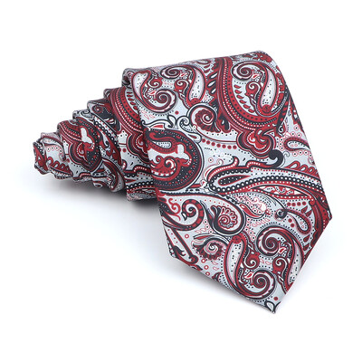Nova kravata Vintage Kravata od mikrovlakana Cvjetni print Kravata Crveno Plava Glod Svadbena zabava Uredski dar za muškarce Karirana točkasta kravata s pajslijem