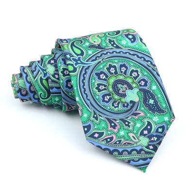 Nova kravata Vintage Kravata od mikrovlakana Cvjetni print Kravata Crveno Plava Glod Svadbena zabava Uredski dar za muškarce Karirana točkasta kravata s pajslijem