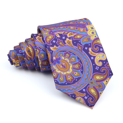 Nova kravata Vintage Kravata od mikrovlakana Cvjetni print Kravata Crveno Plava Glod Svadbena zabava Uredski dar za muškarce Karirana točkasta kravata s pajslijem