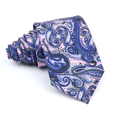 Nova kravata Vintage Kravata od mikrovlakana Cvjetni print Kravata Crveno Plava Glod Svadbena zabava Uredski dar za muškarce Karirana točkasta kravata s pajslijem