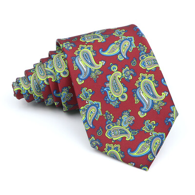 Nova kravata Vintage Kravata od mikrovlakana Cvjetni print Kravata Crveno Plava Glod Svadbena zabava Uredski dar za muškarce Karirana točkasta kravata s pajslijem