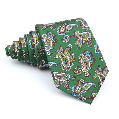 Nova kravata Vintage Kravata od mikrovlakana Cvjetni print Kravata Crveno Plava Glod Svadbena zabava Uredski dar za muškarce Karirana točkasta kravata s pajslijem