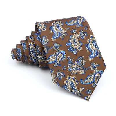 Nova kravata Vintage Kravata od mikrovlakana Cvjetni print Kravata Crveno Plava Glod Svadbena zabava Uredski dar za muškarce Karirana točkasta kravata s pajslijem