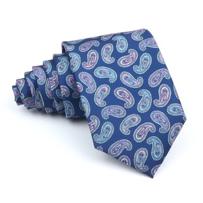 Nova kravata Vintage Kravata od mikrovlakana Cvjetni print Kravata Crveno Plava Glod Svadbena zabava Uredski dar za muškarce Karirana točkasta kravata s pajslijem
