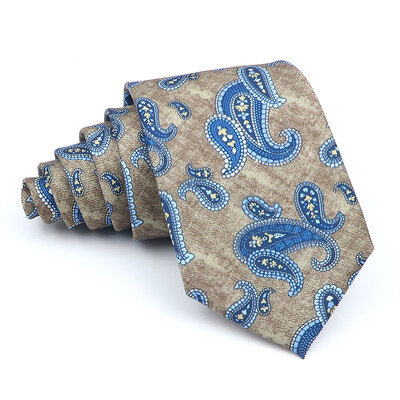 Nova kravata Vintage Kravata od mikrovlakana Cvjetni print Kravata Crveno Plava Glod Svadbena zabava Uredski dar za muškarce Karirana točkasta kravata s pajslijem