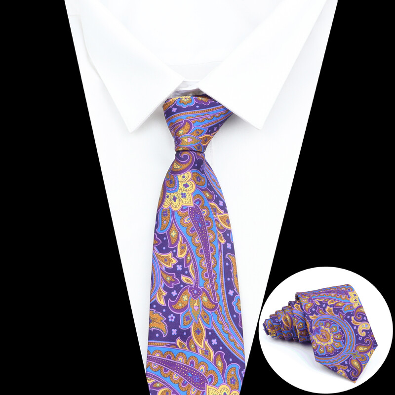 Nova kravata Vintage Kravata od mikrovlakana Cvjetni print Kravata Crveno Plava Glod Svadbena zabava Uredski dar za muškarce Karirana točkasta kravata s pajslijem