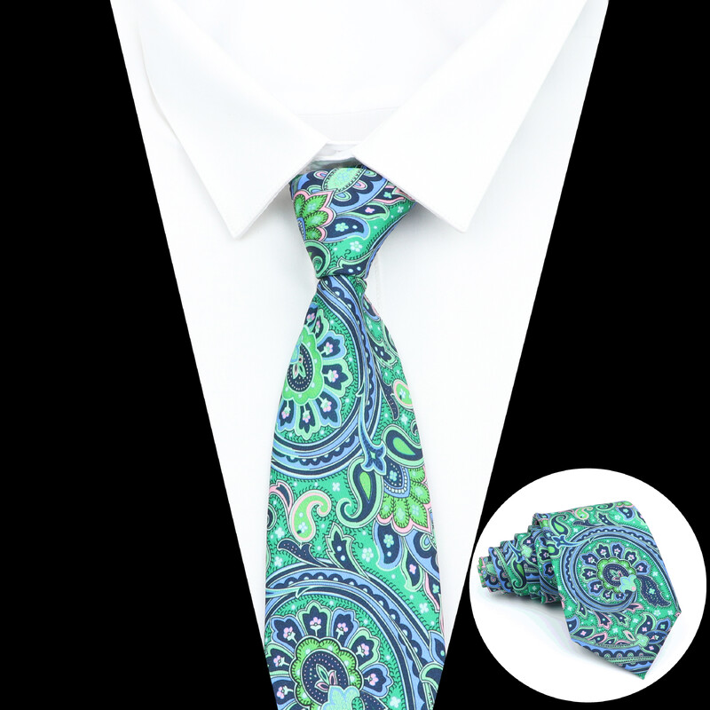 Nova kravata Vintage Kravata od mikrovlakana Cvjetni print Kravata Crveno Plava Glod Svadbena zabava Uredski dar za muškarce Karirana točkasta kravata s pajslijem