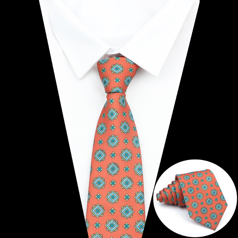 Nova kravata Vintage Kravata od mikrovlakana Cvjetni print Kravata Crveno Plava Glod Svadbena zabava Uredski dar za muškarce Karirana točkasta kravata s pajslijem