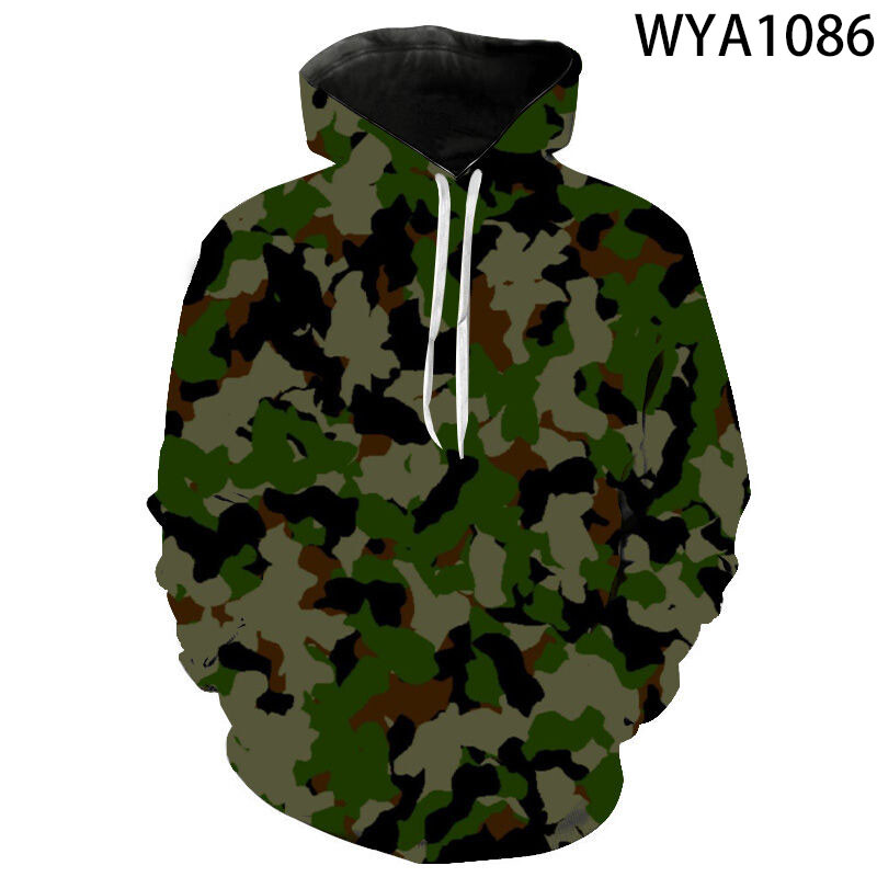 Novi 2022. Muškarci Žene Dječje 3D majice s kapuljačom Vojni kamuflažni print Sweatshirt Ležerna majica za dječake Djevojčice Cool Streetwear Pulover s kapuljačom