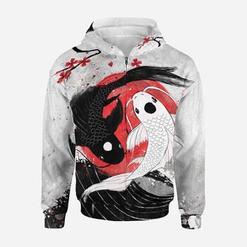 3D отпечатани Yin Yang Eight Trigrams Streetwear Качулки с цип Мъже, Жени, Деца Ежедневни суичъри с цип, Детско модно облекло