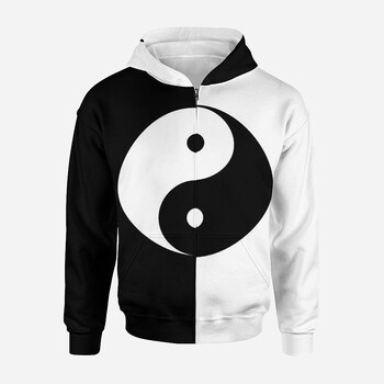 3D отпечатани Yin Yang Eight Trigrams Streetwear Качулки с цип Мъже, Жени, Деца Ежедневни суичъри с цип, Детско модно облекло