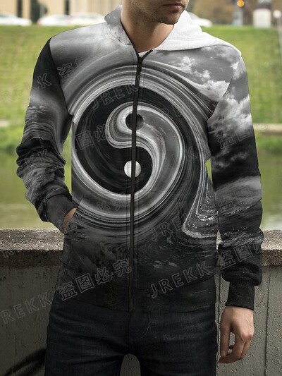 3D ispisani Yin Yang osam trigrama Ulična odjeća Hoodies s patentnim zatvaračem Muškarci Žene Djeca Ležerna majica s patentnim zatvaračem Dječja modna odjeća