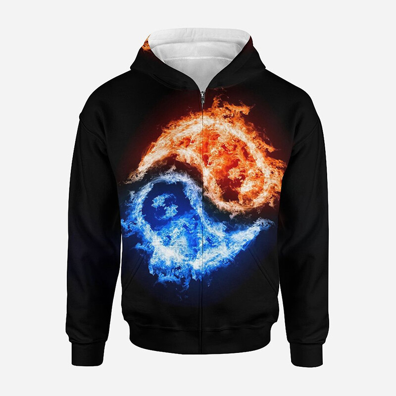3D ispisani Yin Yang osam trigrama Ulična odjeća Hoodies s patentnim zatvaračem Muškarci Žene Djeca Ležerna majica s patentnim zatvaračem Dječja modna odjeća
