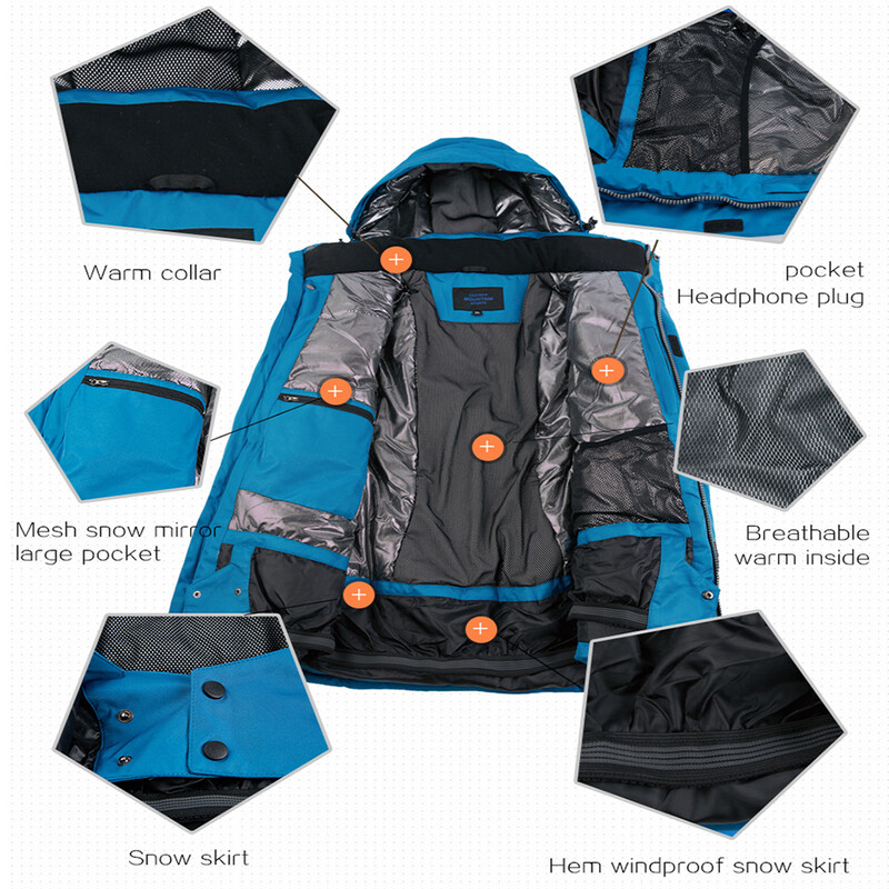 Muška skijaška jakna Marke Vanjska vodootporna debljina Super topla -30 stupnjeva Snow jakna Odjeća Kaput Zimska snowboard jakna Muškarci