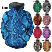 Férfi kapucnis pulóver 3D nyomtatással Kígyóbőr mintás pulóverek Férfi Női Alkalmi Nagy méretű Pullover Print Pulóverek Utcai ruházati felsők