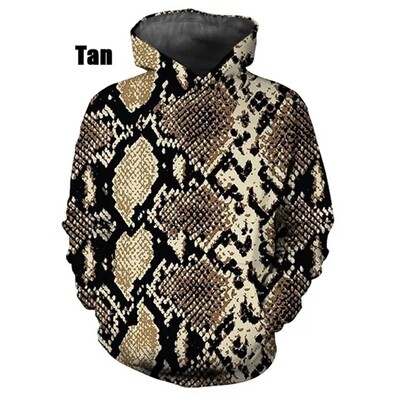Férfi kapucnis pulóver 3D nyomtatással Kígyóbőr mintás pulóverek Férfi Női Alkalmi Nagy méretű Pullover Print Pulóverek Utcai ruházati felsők
