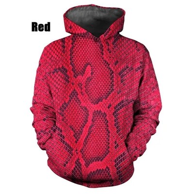Férfi kapucnis pulóver 3D nyomtatással Kígyóbőr mintás pulóverek Férfi Női Alkalmi Nagy méretű Pullover Print Pulóverek Utcai ruházati felsők