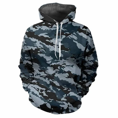 Trendovska muška majica s kapuljačom s otisnutim zabavnim kamuflažnim uzorcima i digitalnim ispisom Ležerne majice s dugim rukavima i kapuljačom od debele tkanine