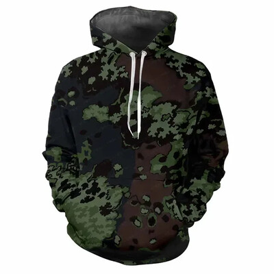 Trendovska muška majica s kapuljačom s otisnutim zabavnim kamuflažnim uzorcima i digitalnim ispisom Ležerne majice s dugim rukavima i kapuljačom od debele tkanine