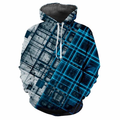 Trendy muška majica s kapuljačom s tiskanim tartan uzorcima i digitalnim tiskom Ležerna majica s dugim rukavima i kapuljačom od debele tkanine