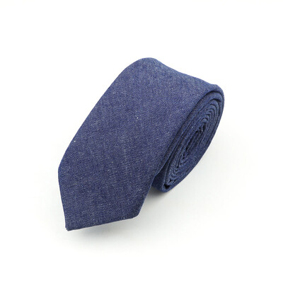 Pamučne traper kravate Muška crno-plava jednobojna kravata, uska kravata širine 6 cm, tanka uska kravata, debela poslovna kravata