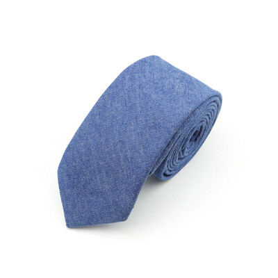 Pamučne traper kravate Muška crno-plava jednobojna kravata, uska kravata širine 6 cm, tanka uska kravata, debela poslovna kravata