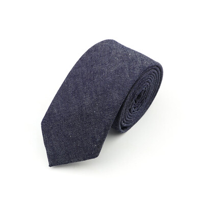 Pamučne traper kravate Muška crno-plava jednobojna kravata, uska kravata širine 6 cm, tanka uska kravata, debela poslovna kravata